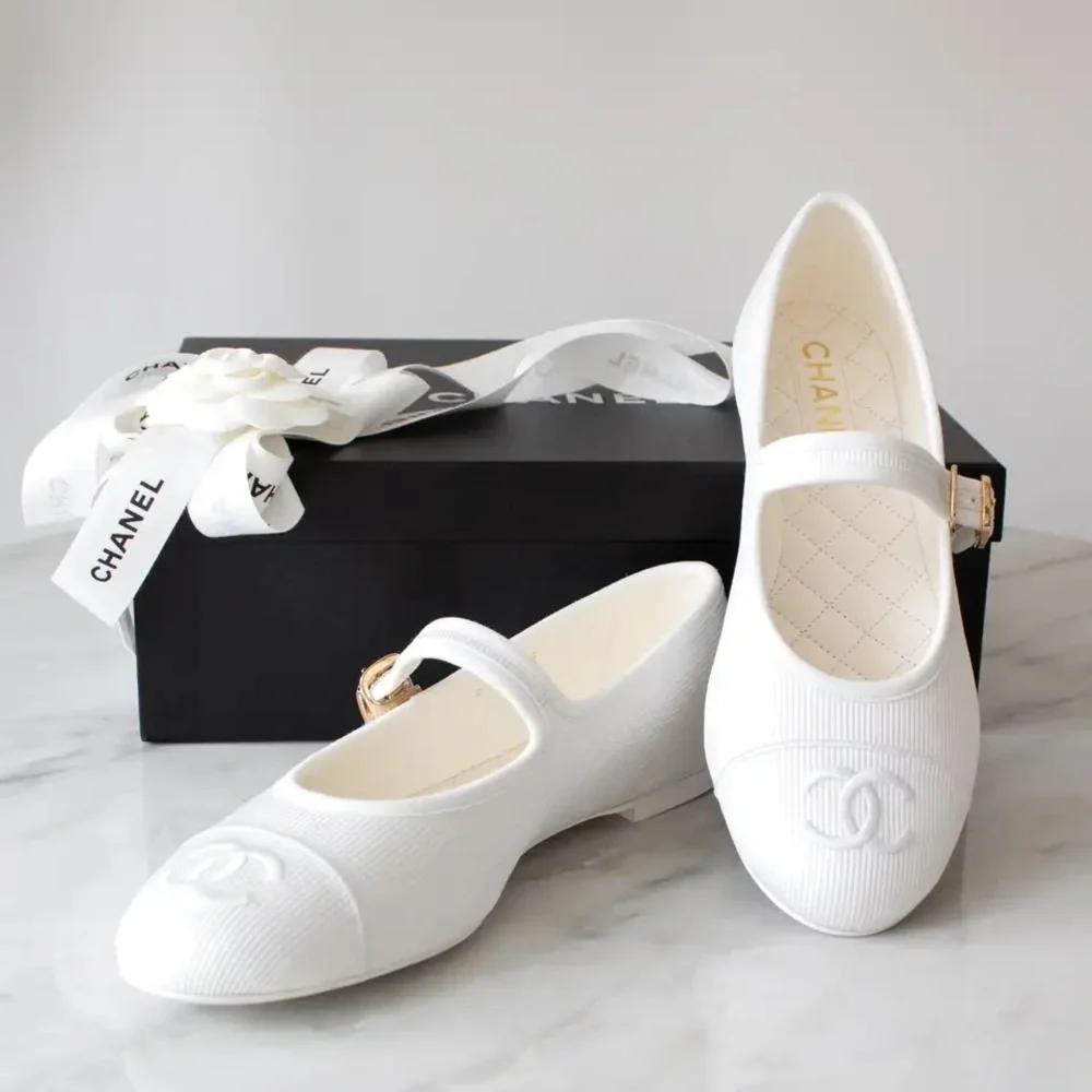 CHANEL | Shoes | Chanel White Cloth Ballet Flats Cruise 224 Size